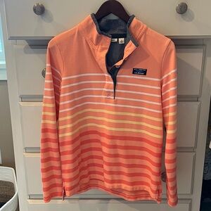 LL Bean striped orange rugby shirt